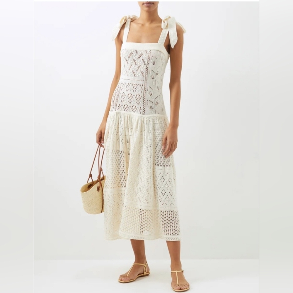 Zimmermann Anneke Patchwork Knit Midi Dress Size US 12 NWT